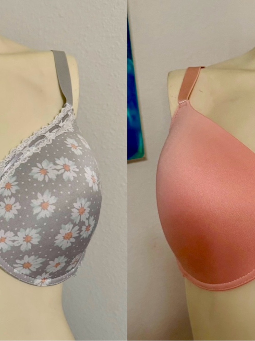 NEVER BEEN WORN! Daisy Print and Coral T-Shirt Bra Set!